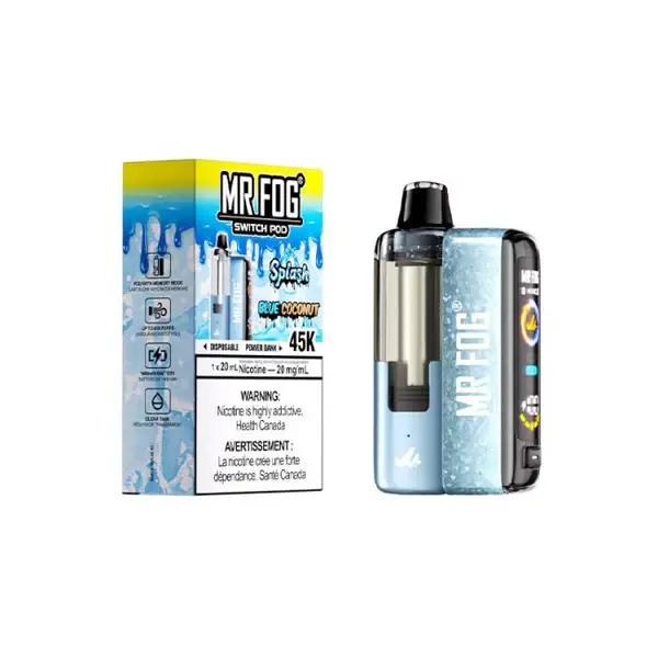 Blue Coconut Splash Edition Mr Fog Switch Pod Vape Kit- 45,000 Puffs 1 Blue Coconut Splash Edition Mr Fog Switch Pod Vape Kit